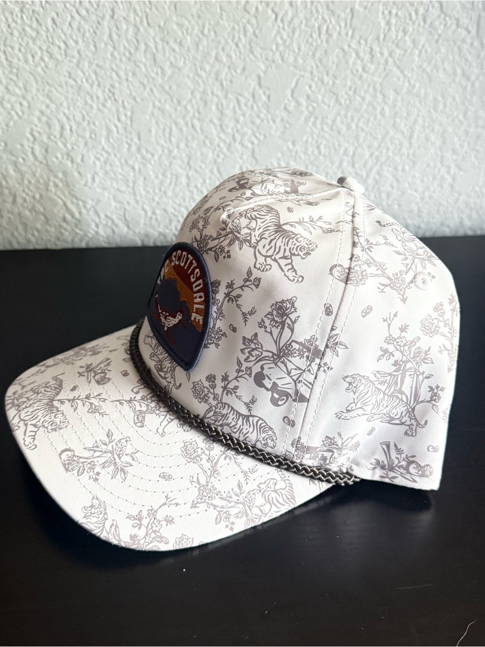 TPC Scottsdale White Floral Tiger Rope Trucker Hat Golf Snapback - Picture 2 of 9
